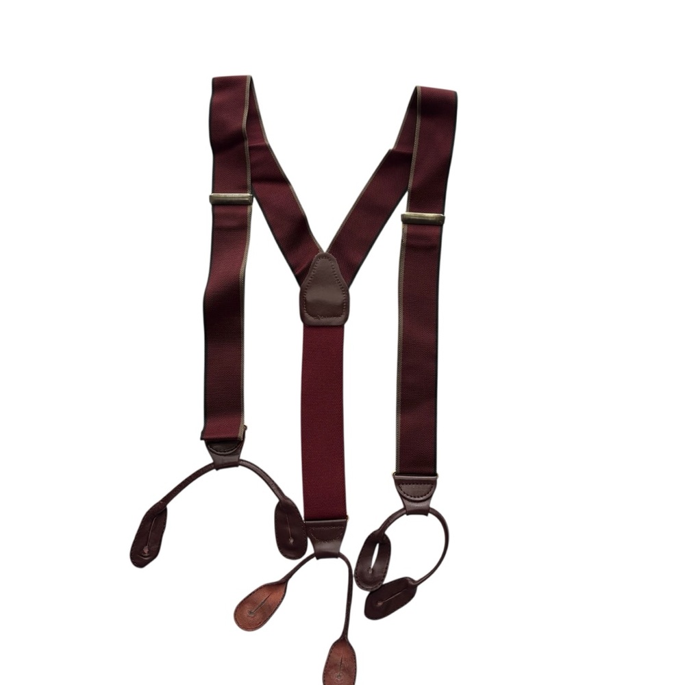 Vintage Burgundy Black Gold Trim Men’s Suspenders Made in USA